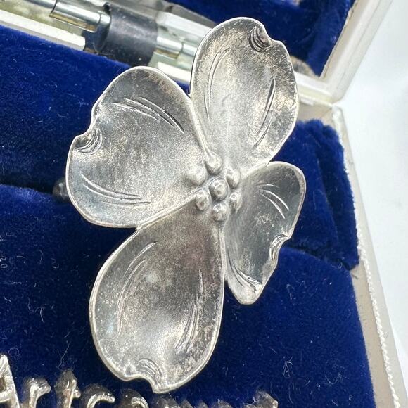 Stuart NYE vintage 1940s 925 sterling silver dogwood flower adjustable ring - Picture 2 of 9